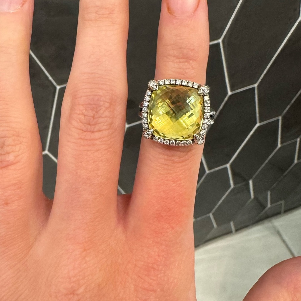Gently used 14mm David Yurman lemon citrine Chatelaine ring size 6.5